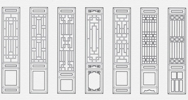 思南常用中式仿古花窗图案隔断设计图